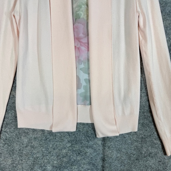 Ted Baker Pink Floral Back Cardigan Open Front Lightweight Sweater Size 1 - Picture 7 of 15